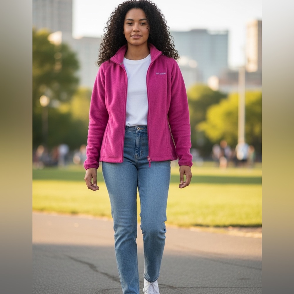 Columbia vintage Y2K Vibrant Pink Zip-Up Jacket - Picture 5 of 9